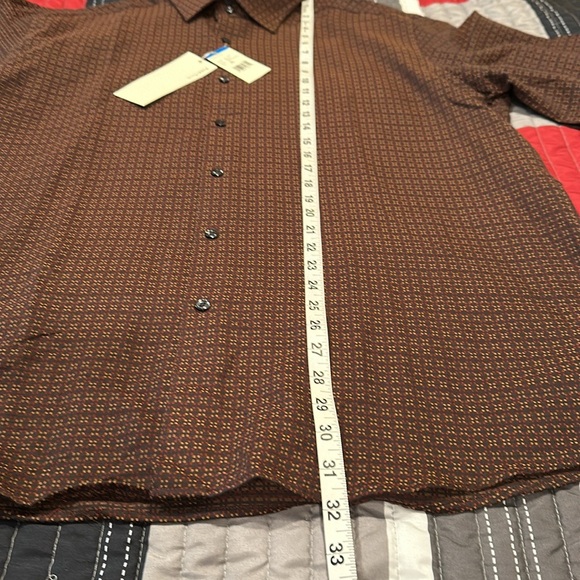 NWT Perry Ellis Men's Brown Patterned Shirt - Picture 7 of 10